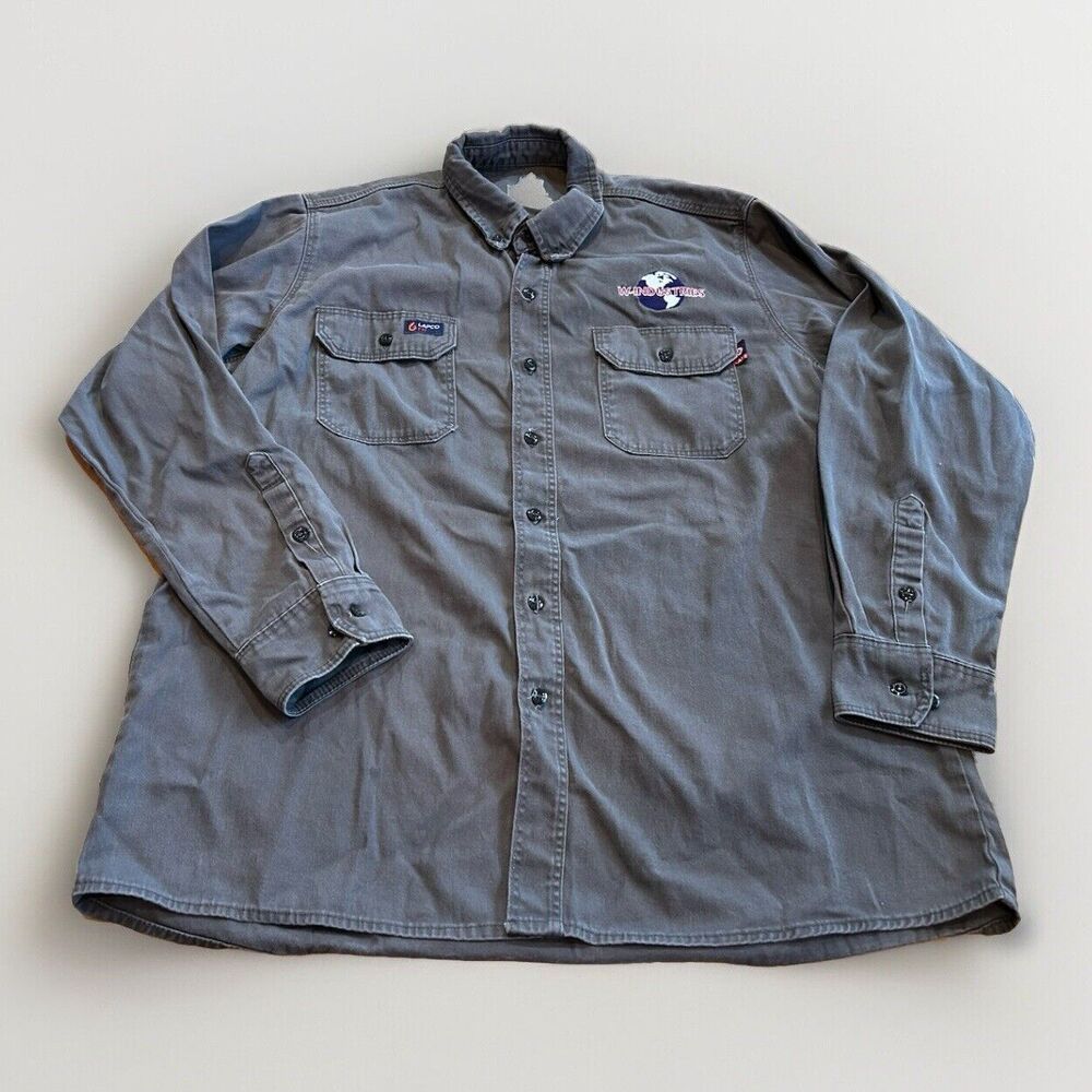 LAPCO FR Button-Down Shirt Men XL Long-Sleeve Workwear Monogram